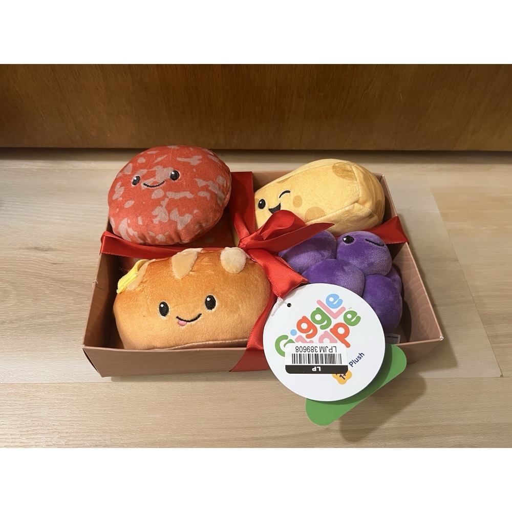 Charcuterie Box‎ Set Swiss Cheese, Salami, Grapes, Bread 4pc Plush - Gigglescape